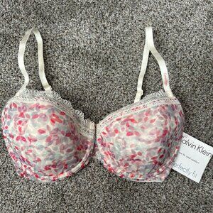 Calvin Klein Perfectly Fit Sheer Balconette Bra – 34D Contour Cups Underwire NEW